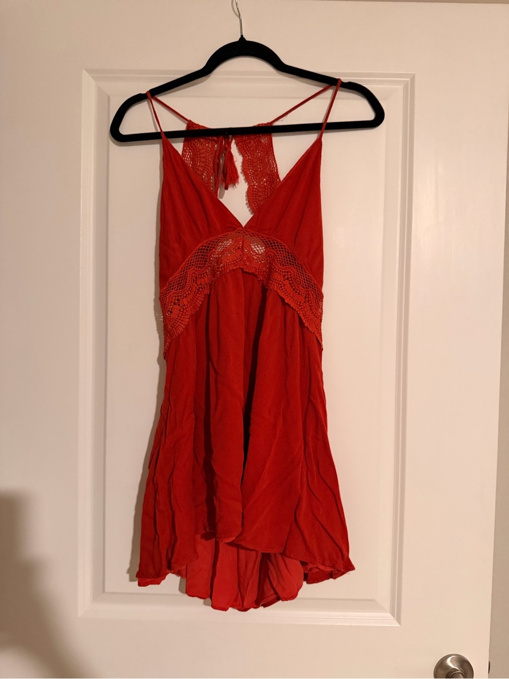 Lulu's Red Lace-Trim Slip Chemise